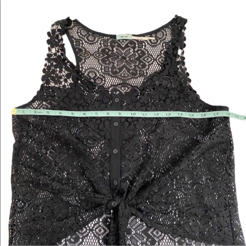 Kimchi Blue Urban Outfitters Black Lace Tie Front Cropped Top, Size Medium - Picture 7 of 9
